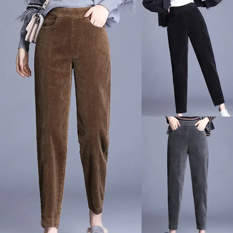 Thick Corduroy High Waist Harem Pants