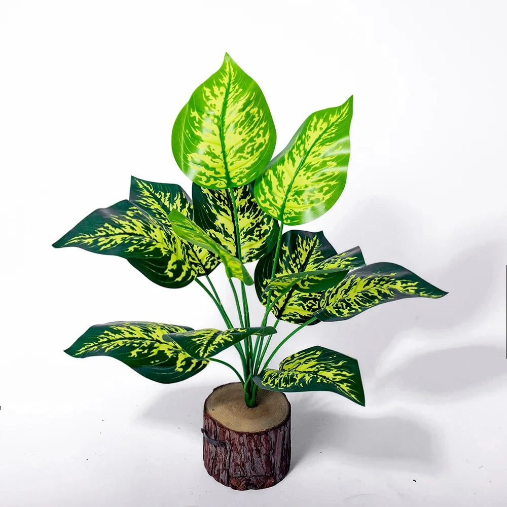 Branche artificielle de Monstera de 43 cm avec 12 feuilles de palmier tropicales