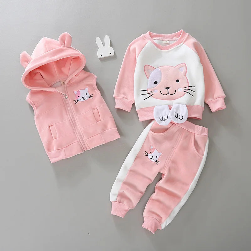 Ensemble d'hiver pour bébé à capuche et motif floral douillet