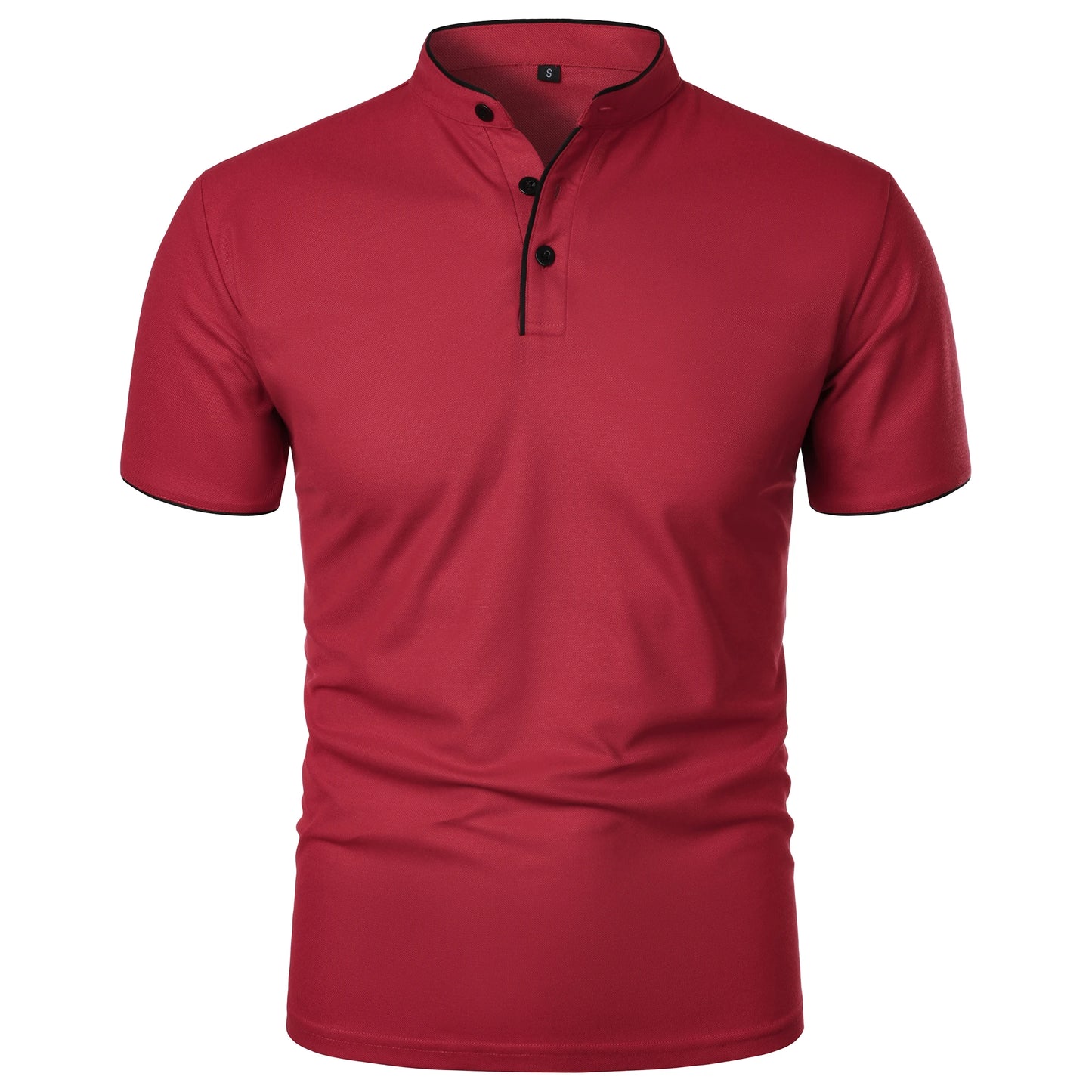 Men's solid color short-sleeved stand Neck T-shirt