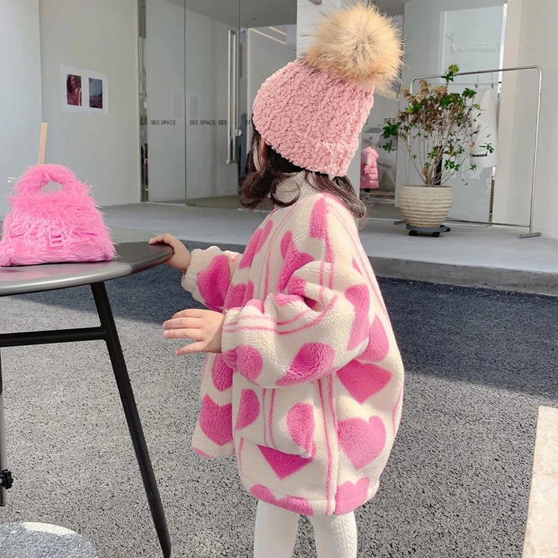 Plush Girls' Warm Winter Jacket