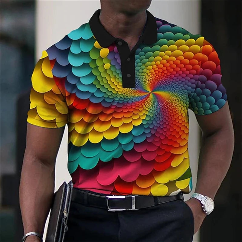 Poloshirt mit 3D-Druck „Optical Illusion“ für Herren