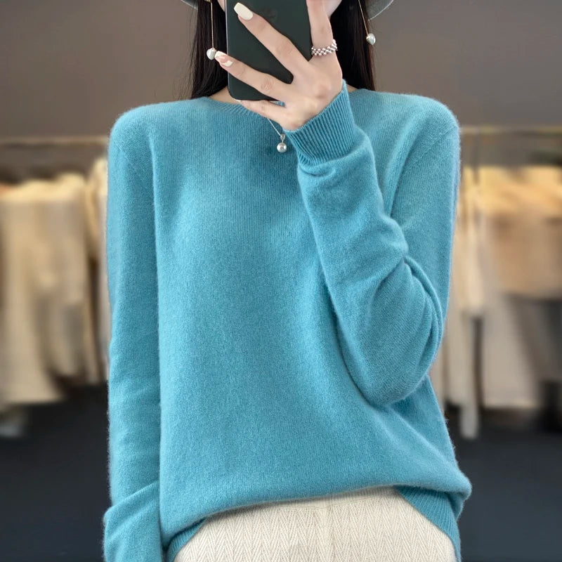 100% Pure Wool Cashmere O-Neck Pullover