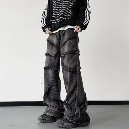 Jean noir oversize punk Y2K de HOUZHOU