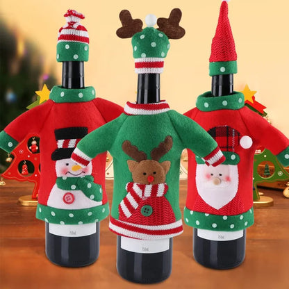 Creative Christmas Wine Bottle Covers Set