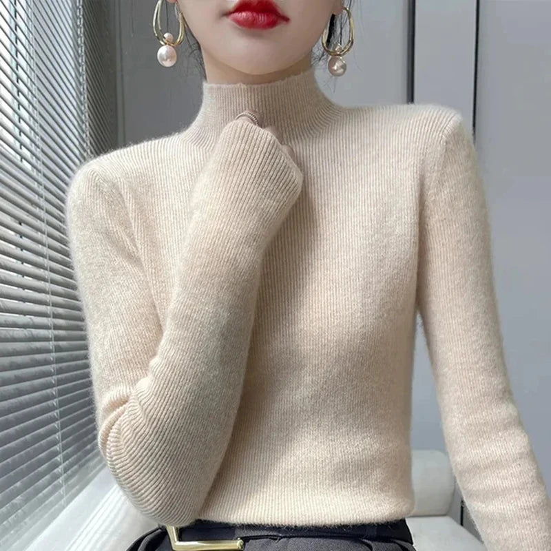 Chic Women's Half Turtleneck Knitted Sweater