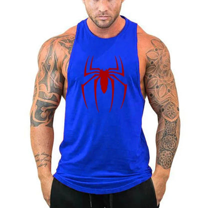 Red Spider Print Breathable Running Tank Top