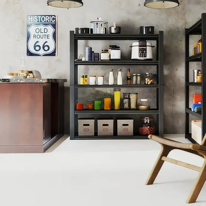 Étagères de rangement industrielles triple largeur à 5 niveaux - Étagères à cadre métallique à affichage ouvert