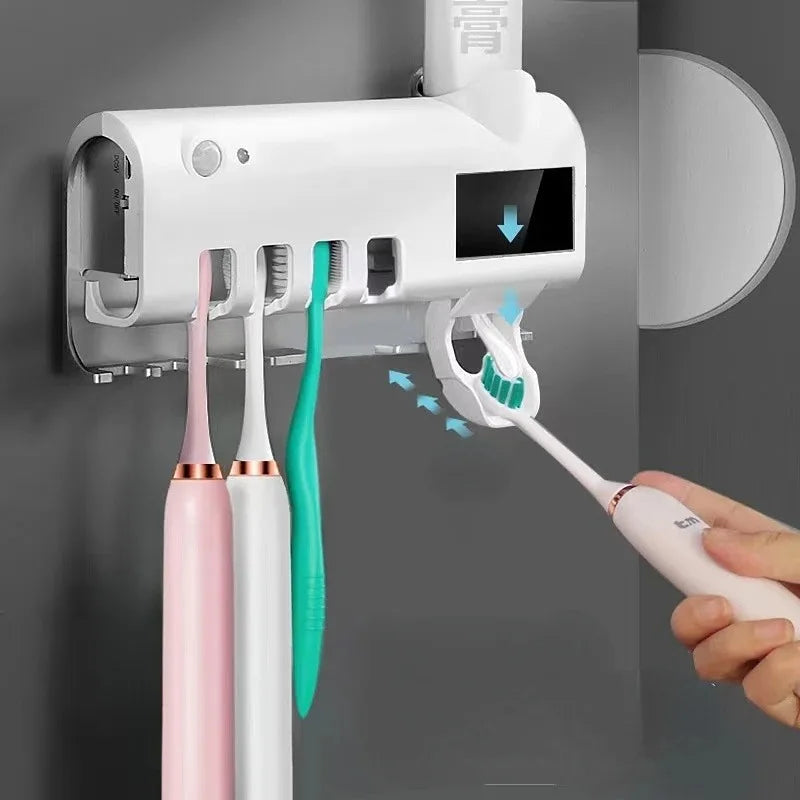 Automatic Toothbrush & Toothpaste Dispenser with Suction Holder