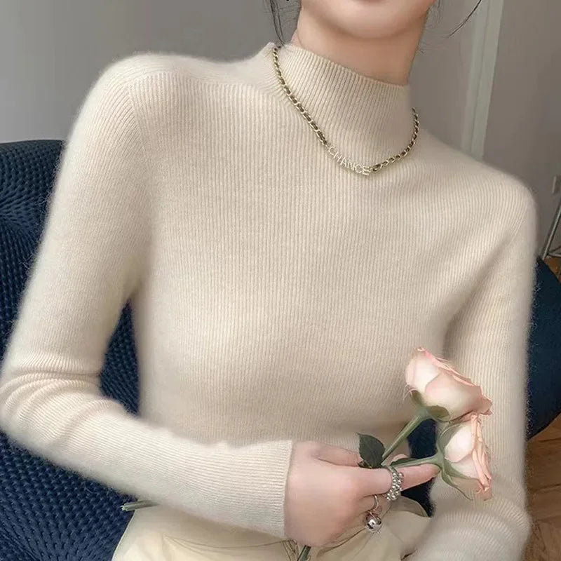 Women's Slim Fit Autumn Winter High Collar Sweater