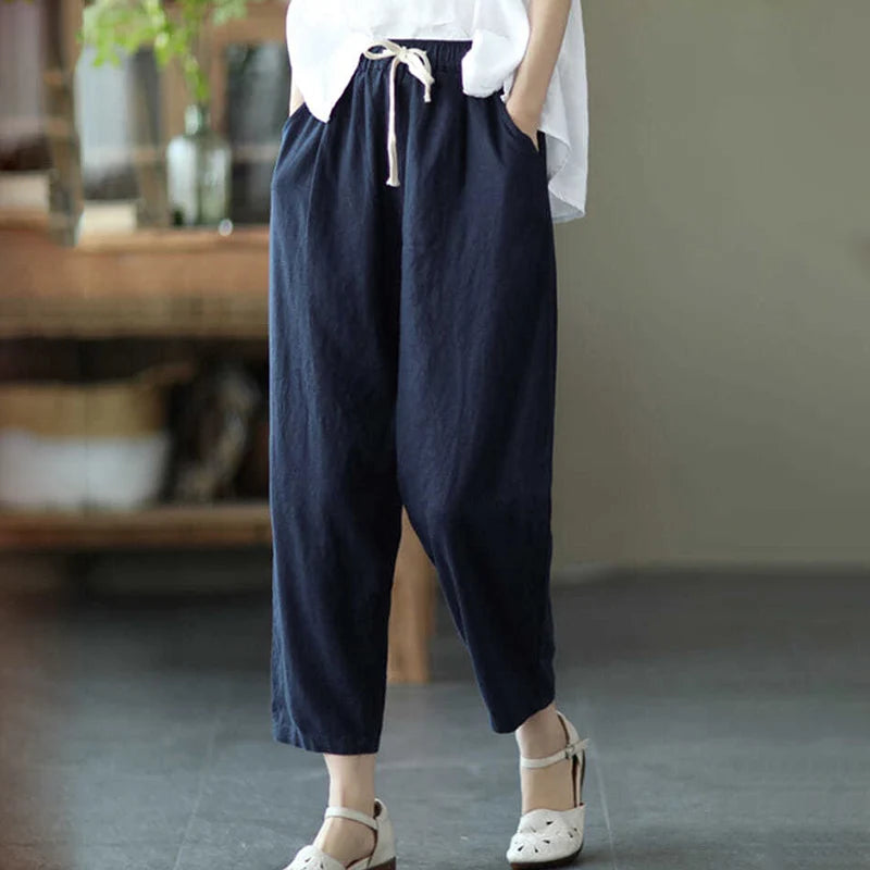 Retro Cotton Linen Loose Harem Pants