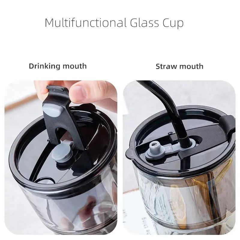 Tasse à café en paille résistante à la chaleur avec couvercle, 350/450ml