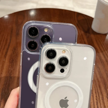 Mage safe magnetische transparente kabellose Ladehülle - iPhone Mini X 7 8 stoßfeste PC-Abdeckung 