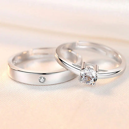 925 Sterling Silver Geometric Couple Rings