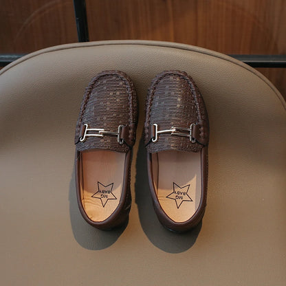 Jungen Britischen Stil beige schwarz braun Loafer Schuhe