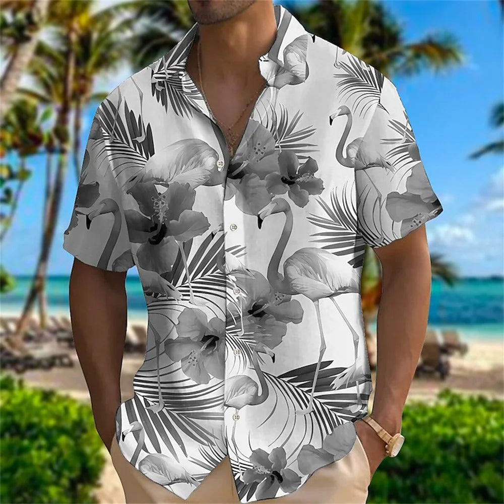 Tier Kran Männer Hawaiian Shirt 3d Pflanze Shirt für Männer