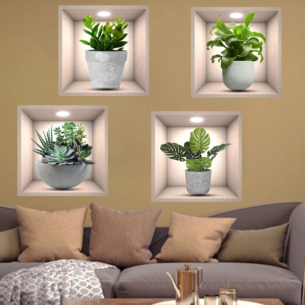 Potted Plant Illustration Decoration Sticker Wall Decals