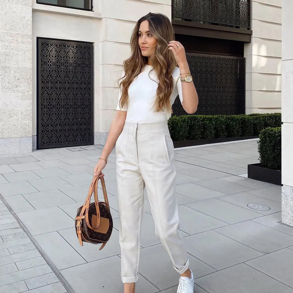 Chic High Waist Trousers for Work