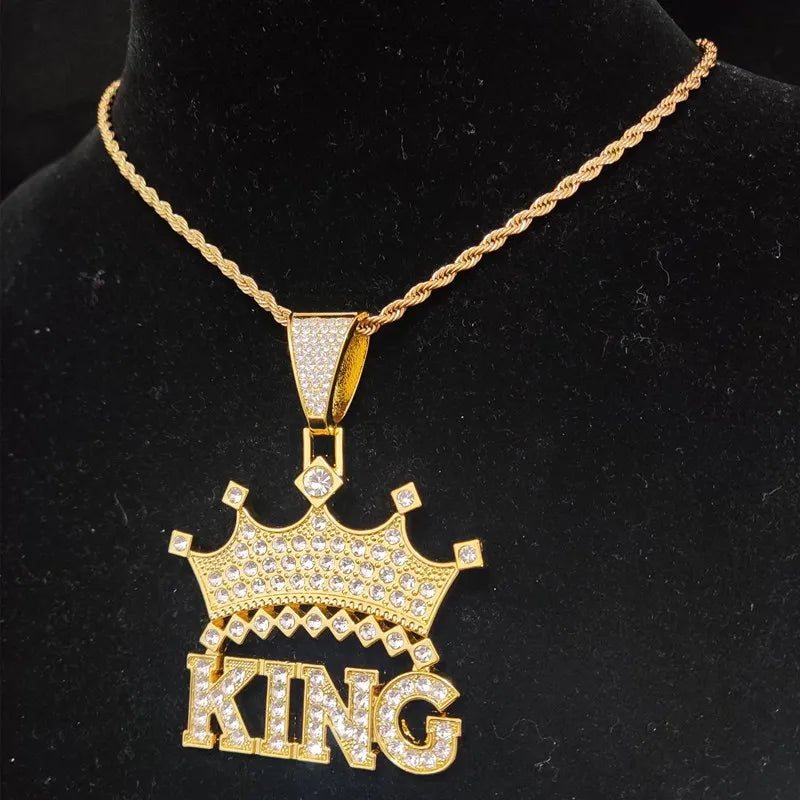 Chaîne cubaine King avec couronne creuse de style rue, 1 pièce