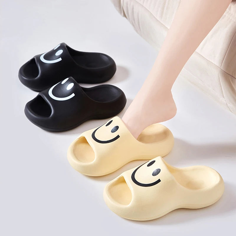 Cartoon Smile Platform Pillow Slides for Women