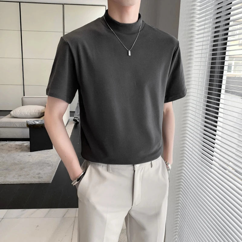 Turtleneck Slim Fit Short Sleeve T-Shirts