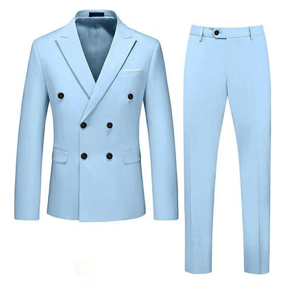 Sky Blue Double Breasted Suit for Men