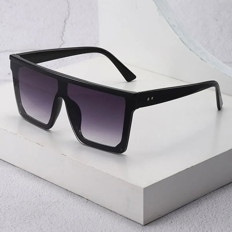 Quadratische Retro-Sonnenbrille mit großem Rahmen und Farbverlauf UV400