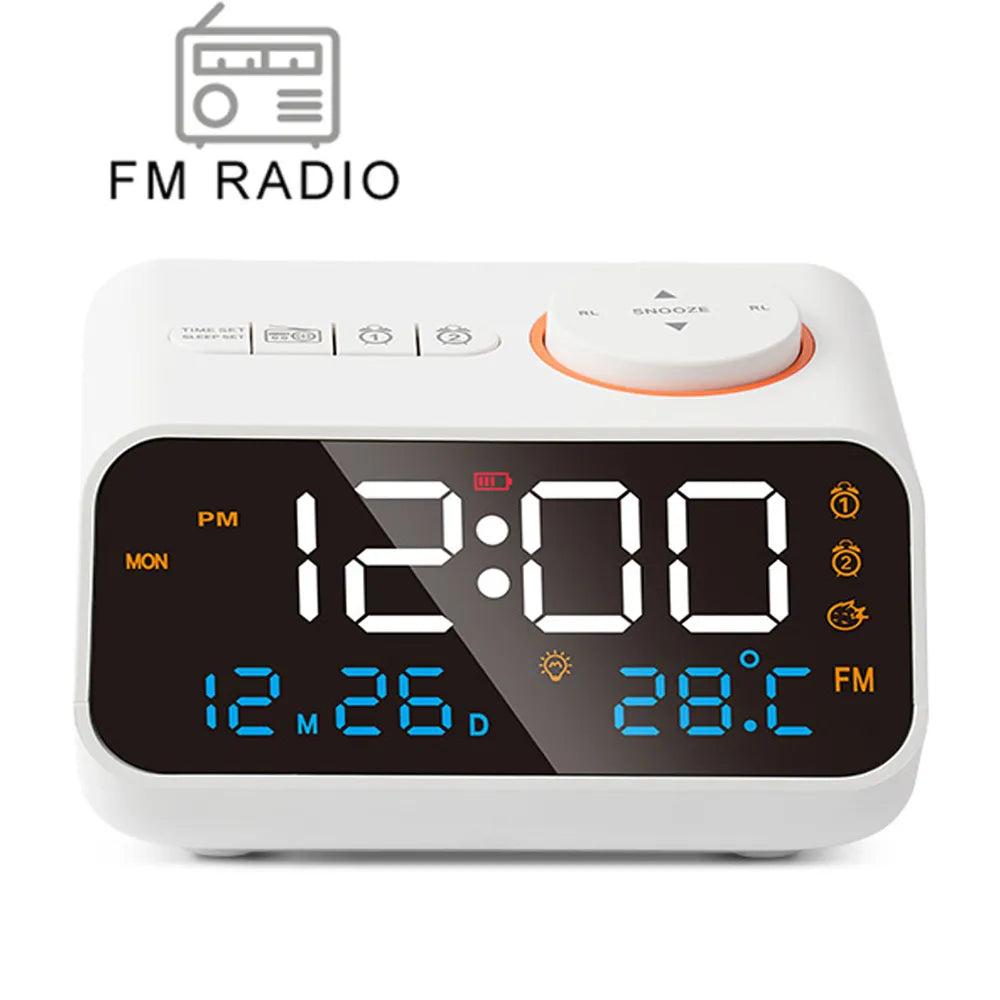 Modern FM Radio LED Alarm Clock with Digital Calendar