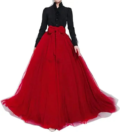 High Waisted Puffy Tulle A-Line Skirt