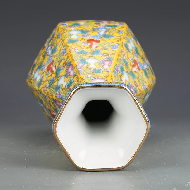 Yongzheng Enamel Hexagonal Ceramic Vase