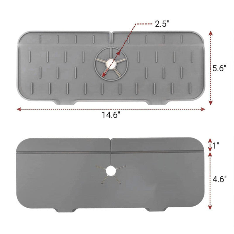 Tapis de robinet d'évier en silicone avec égouttoir en éponge