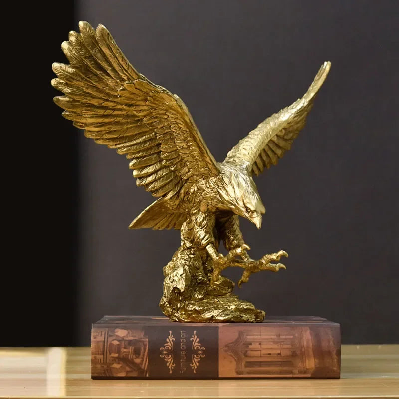 Statue en résine Golden Eagle - Décor de bureau moderne