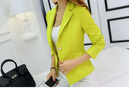 Elegant Women's Skinny Patchwork Blazer with Ruffles for Spring/Summer
