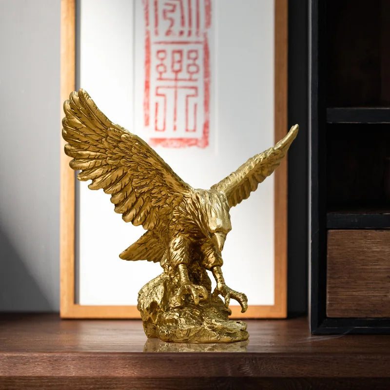 Statue en résine Golden Eagle - Décor de bureau moderne