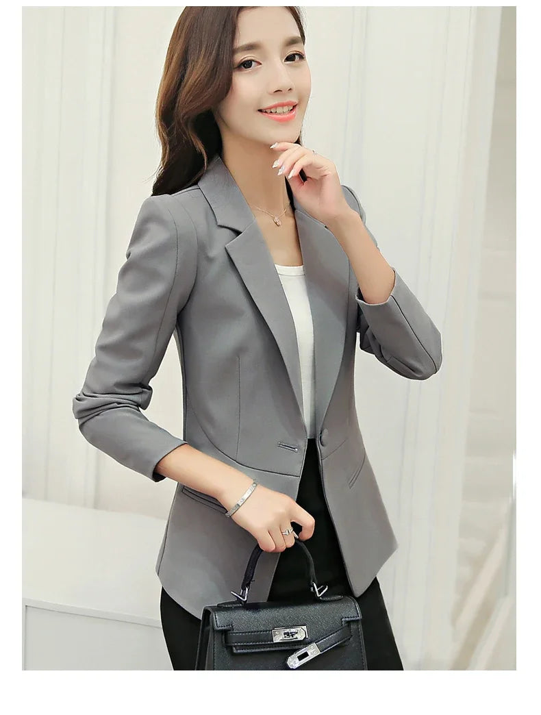 Elegant Women's Skinny Patchwork Blazer with Ruffles for Spring/Summer