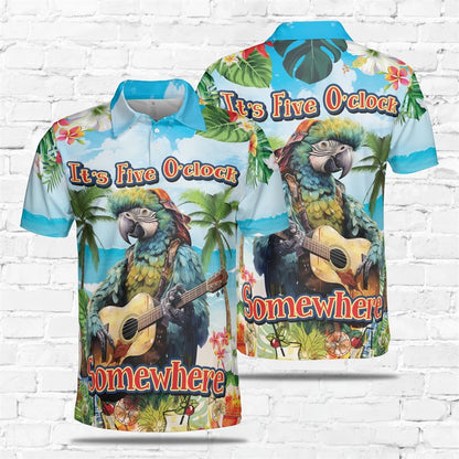 Parrot Print Polo Shirt for Men