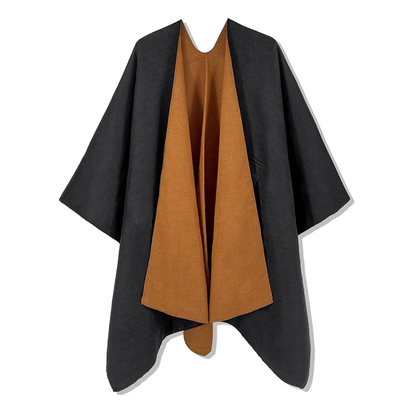 Women’s Double-Sided Luxury Poncho and Shawl