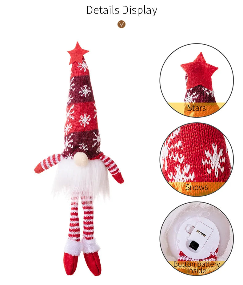 Glowing Faceless Gnome Doll Festive Christmas Home Decoration Light