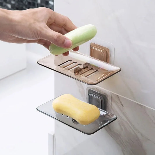 Self-Adhesive Transparent Wall-Mounted Soap Rack