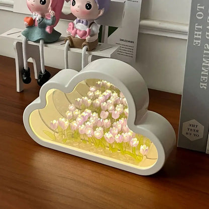 Handmade DIY Tulip Flower Sea Night Atmosphere Lamp - Clouds Tulip LED Night Light Lamp Bedroom Decor