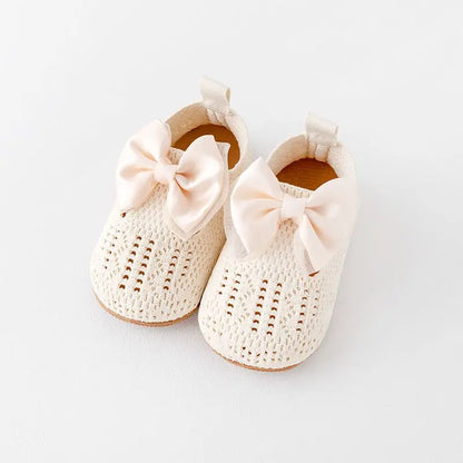 Chaussures bébé fille semelle haute qualité antidérapantes respirantes en coton doux avec nœud papillon