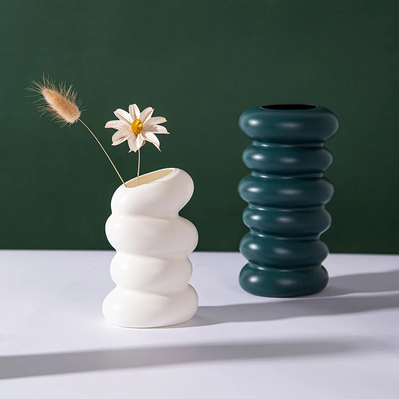 1PC Plastic Spiral White Vase for Home Decor