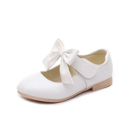 Girls' Leather Bow Small High Heels Princess Shoes