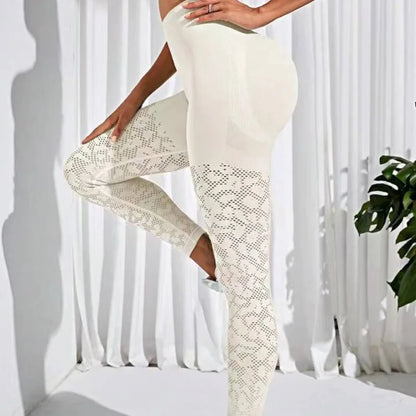 Leggings de gymnastique ajourés sans couture pour femmes