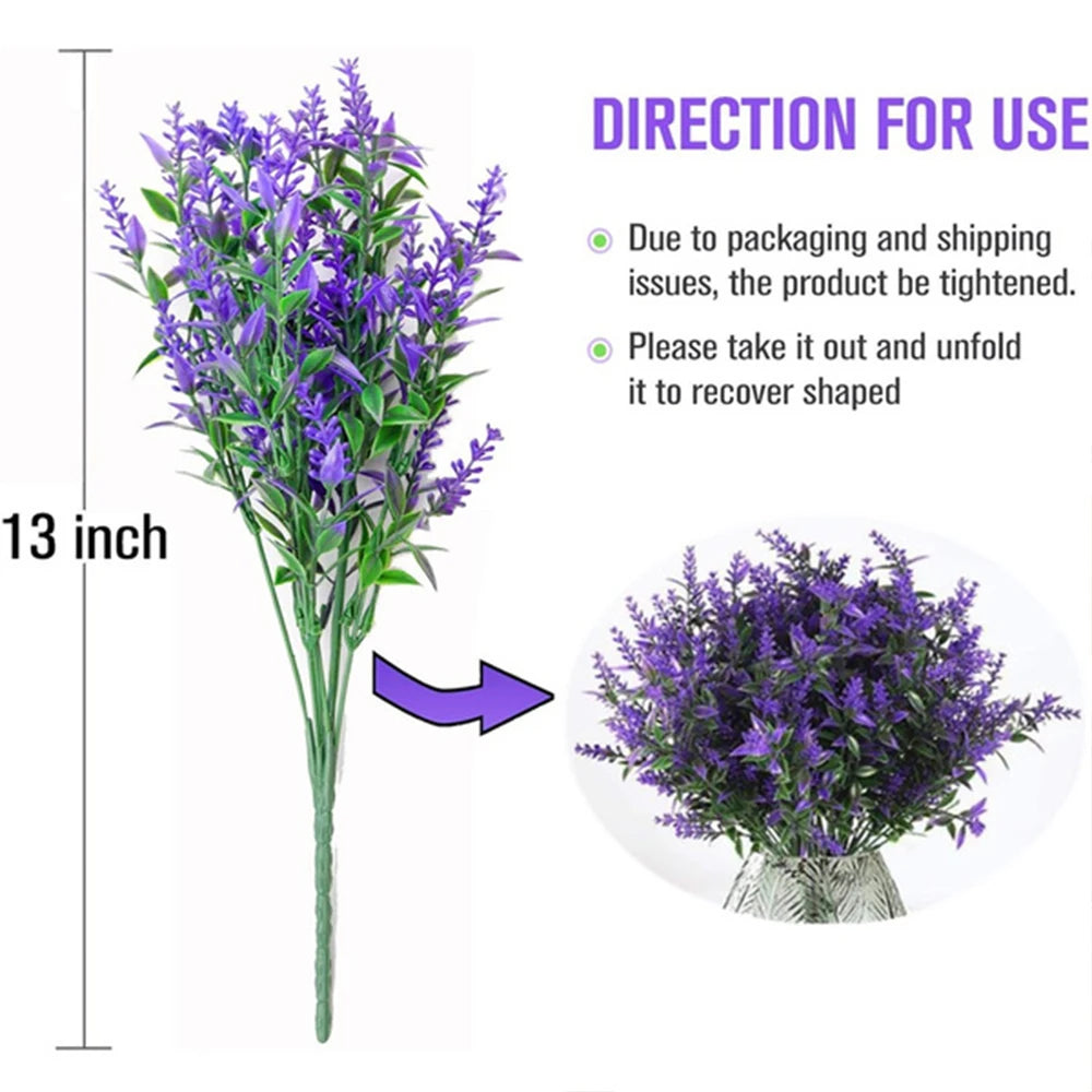 8pcs Faux UV Resistant Lavender Flowers for Outdoor Decor