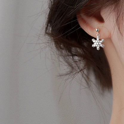 Red Bow Knot Snowflake Drop Earrings
