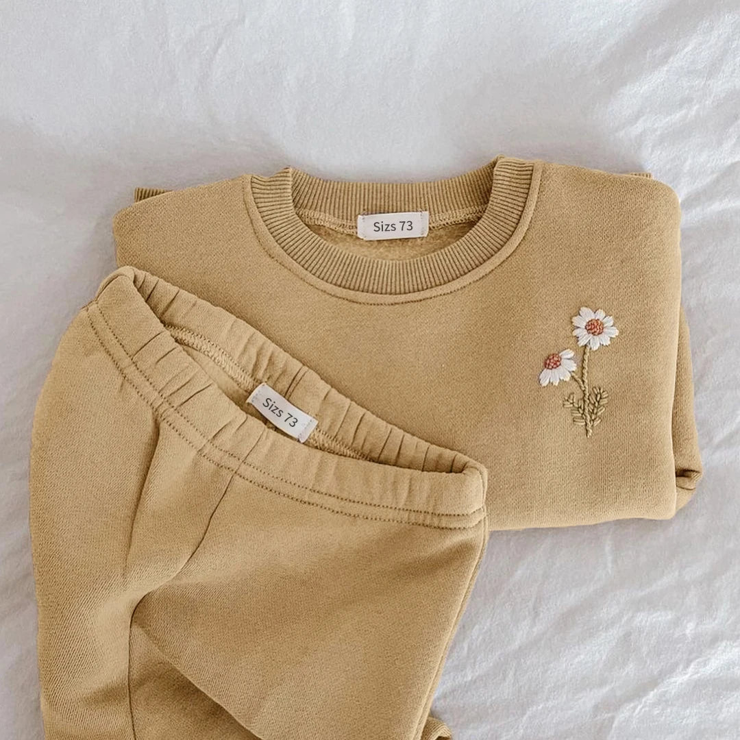 Baby Girls' Fleece Daisy Sweatshirt & Jogger Set