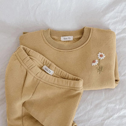 Fleece-Set mit Daisy-Sweatshirt und Jogginghose für Baby-Mädchen