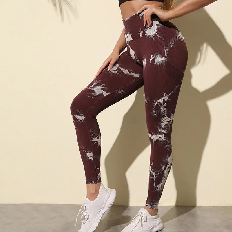 Marmorierter Batik-Yoga-Fitness-Chic