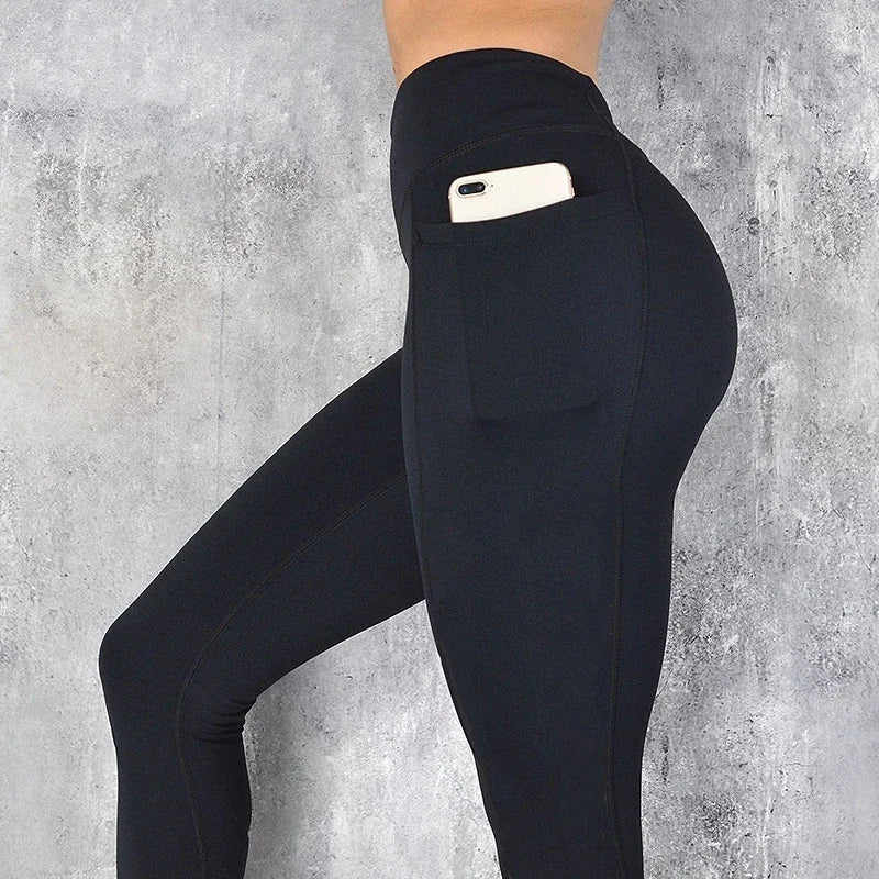 Plus Size Pocketed Sports Leggings for Women